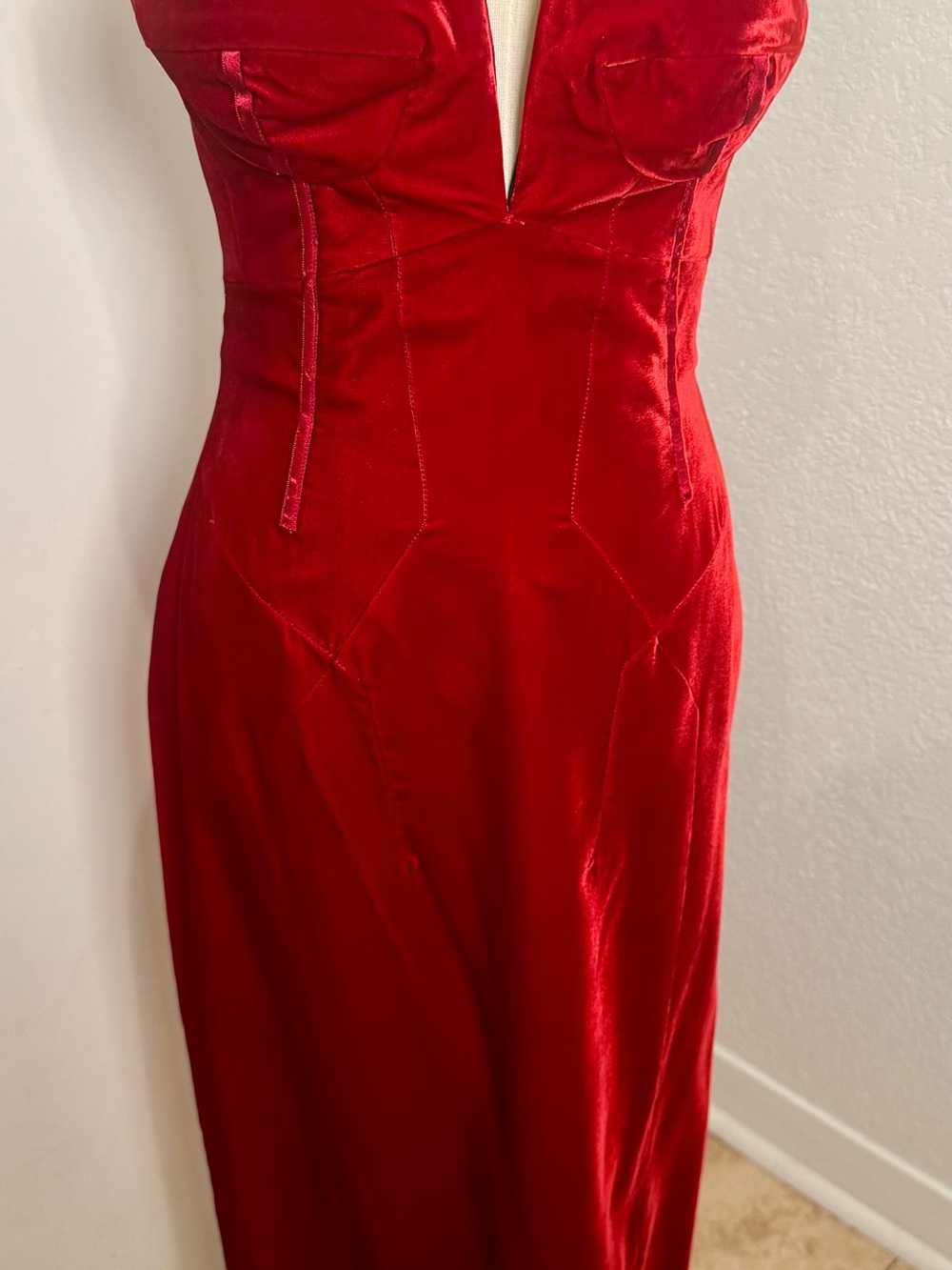 Tom Ford Strapless Red Velvet Gown